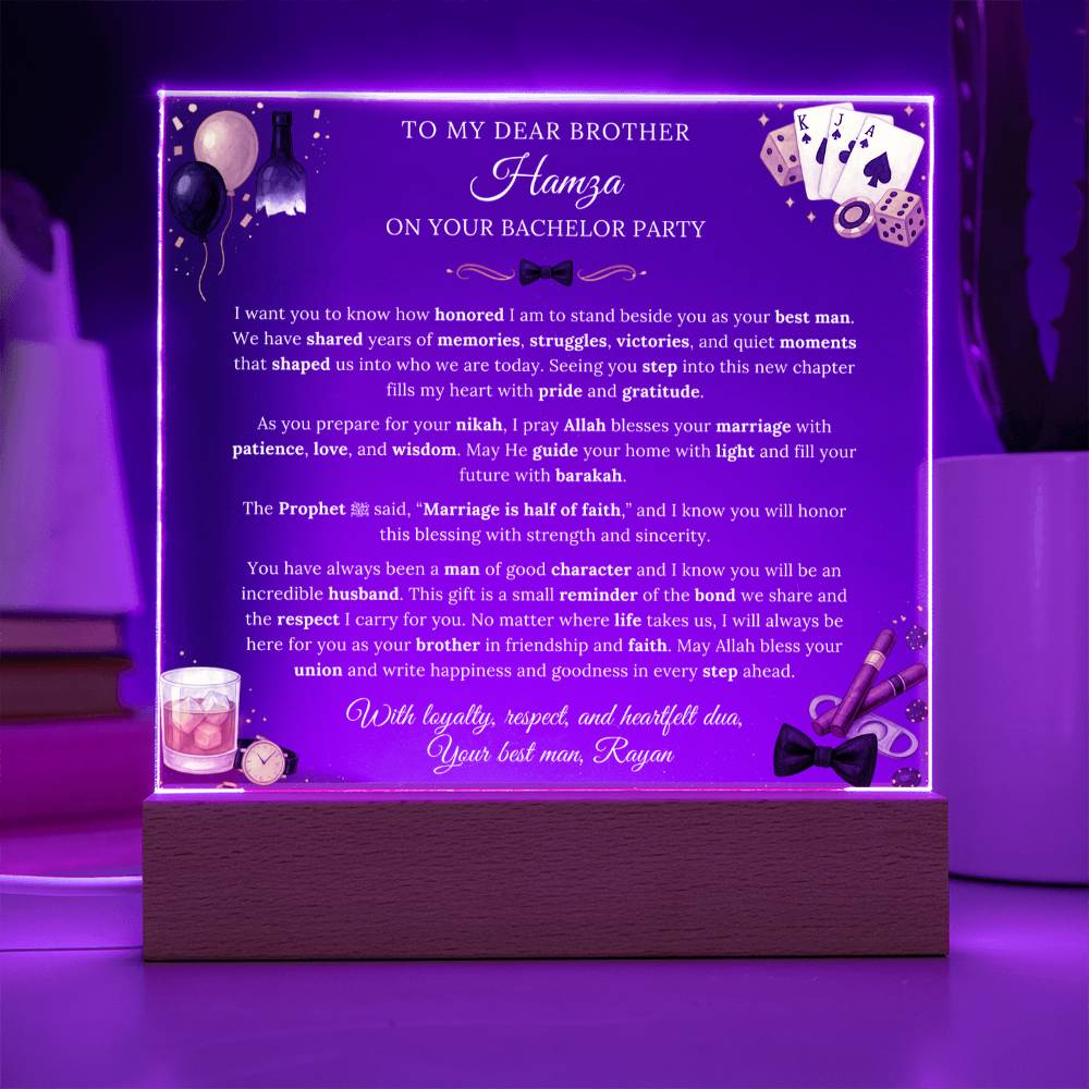 Gift for Brother Bachelor Party From Best Man, A Very Thoughtful Message With Hadith by Qiyam