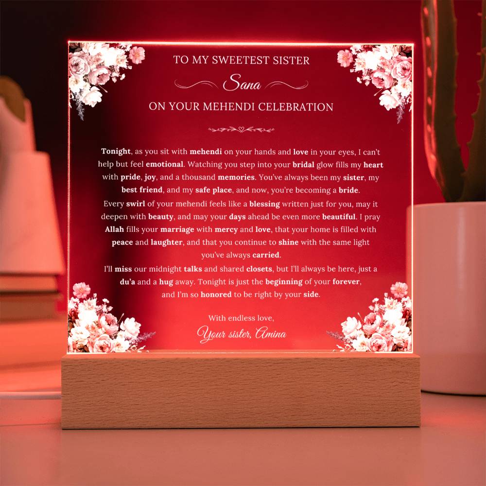 Gift for Sister Mehendi from Sister, A Very Beautiful Message With Duaa by Qiyam