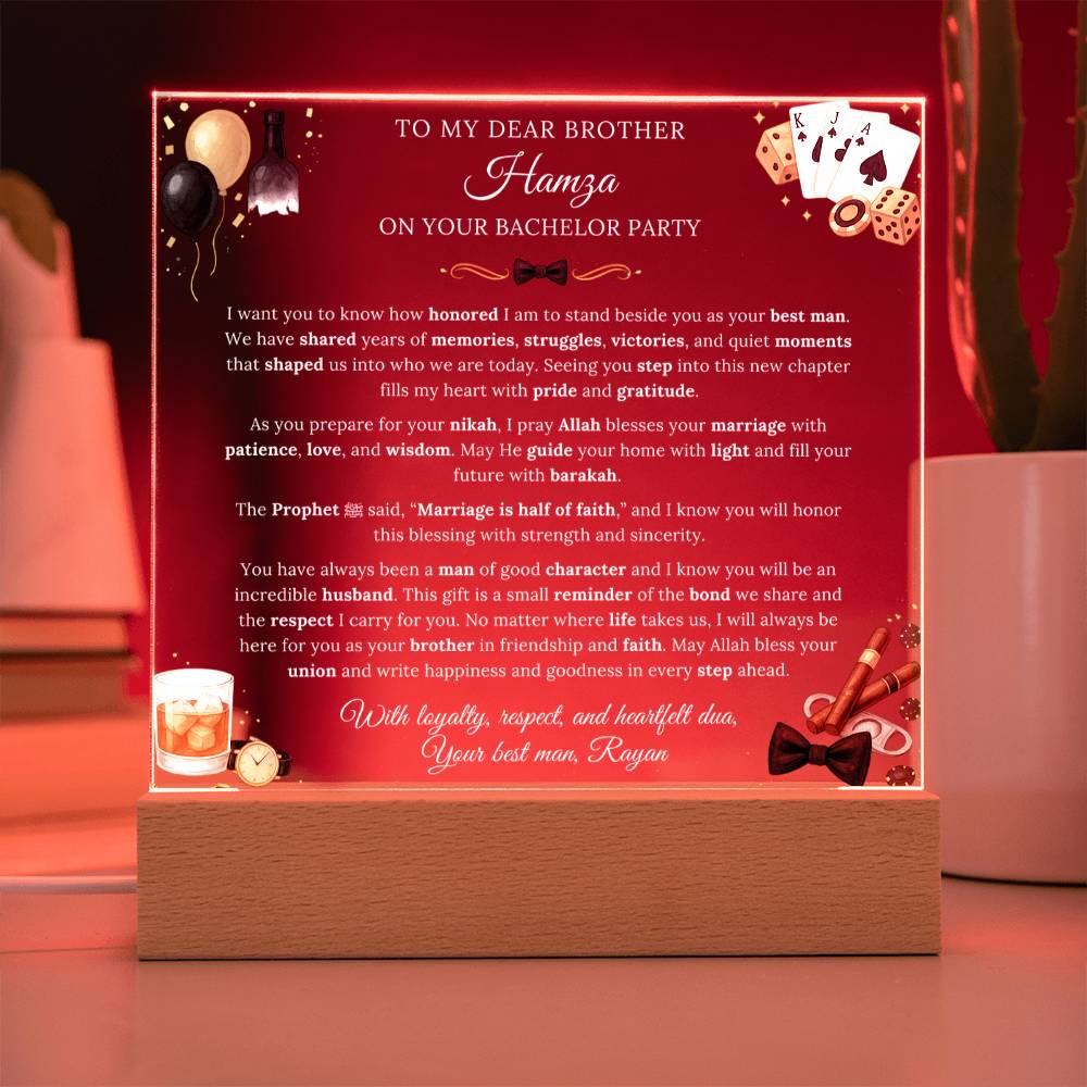 Gift for Brother Bachelor Party From Best Man, A Very Thoughtful Message With Hadith by Qiyam