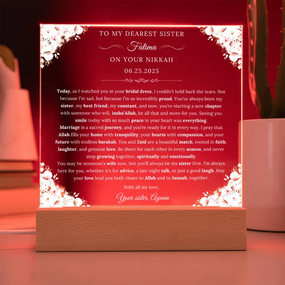 Gift for Muslim Couple Nikkah from Sister, A Very Beautiful Emotional Message with Duaa by Qiyam