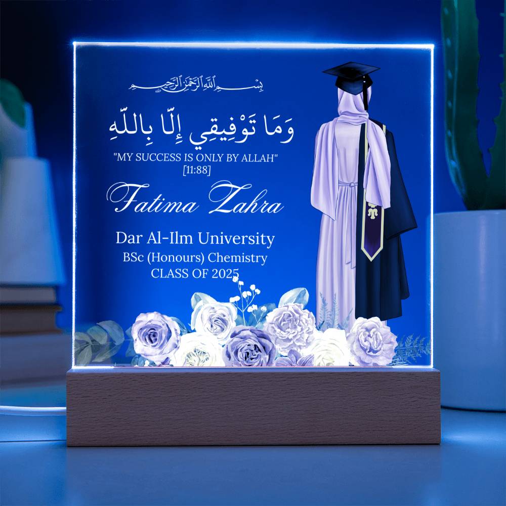 Gift for Muslim Student University Graduation With Personalized Cliparts With Quran Verse by Qiyam