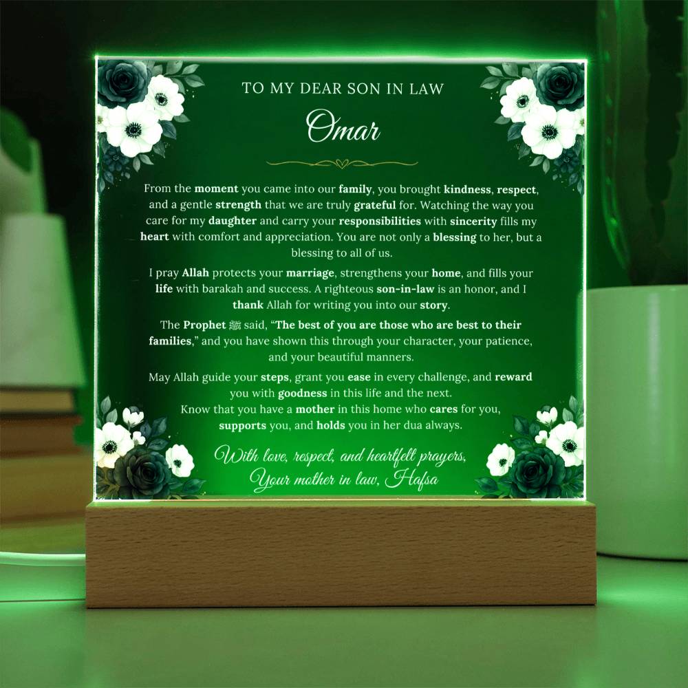 Gift for Son in Law From Mother in Law, A Very Emotional Message With Hadith by Qiyam