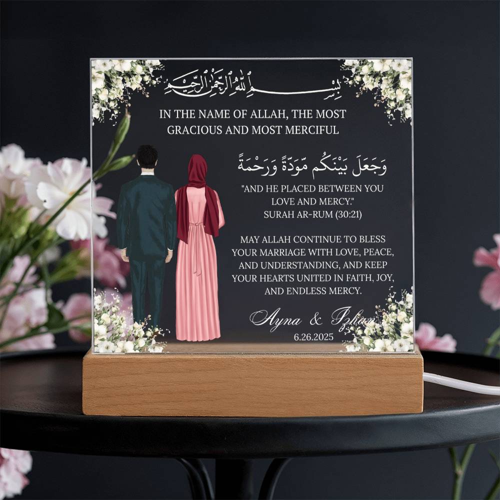 Gift for Muslim Couples Anniversary With Personalized Cliparts With Quran Verse by Qiyam