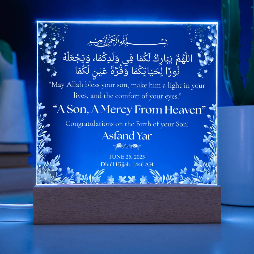 A Mercy From Heaven -  Newborn Acrylic Plaque - Gift for New Mom by Qiyam