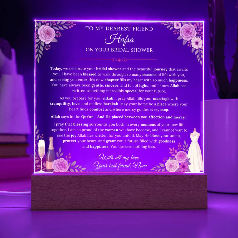 Gift for Friend Bridal Shower From Best Friend, A Very Thoughtful Message With Quran Verse by Qiyam