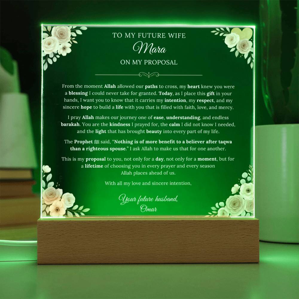 Gift for Wife Proposal From Future Husband, A Very Lovely Message With Hadith by Qiyam
