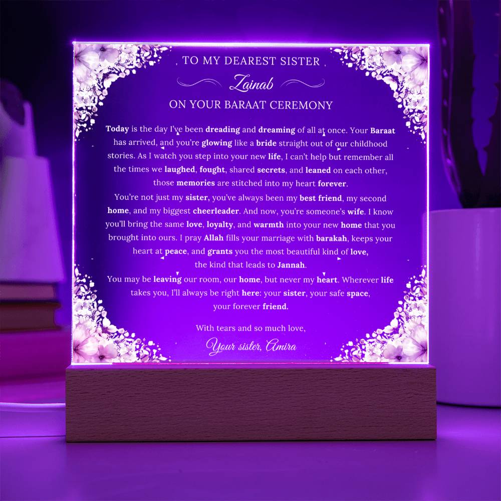 Gift for Sister Baraat from Sister, A Very Beautiful Message With Duaa by Qiyam