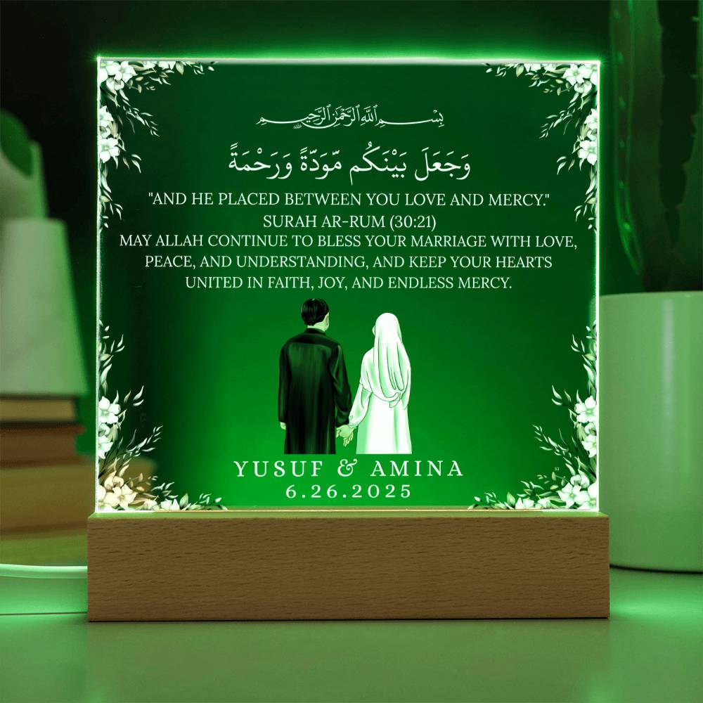 Gift for Muslim Couples Anniversary With Personalized Cliparts With Quran Verse by Qiyam
