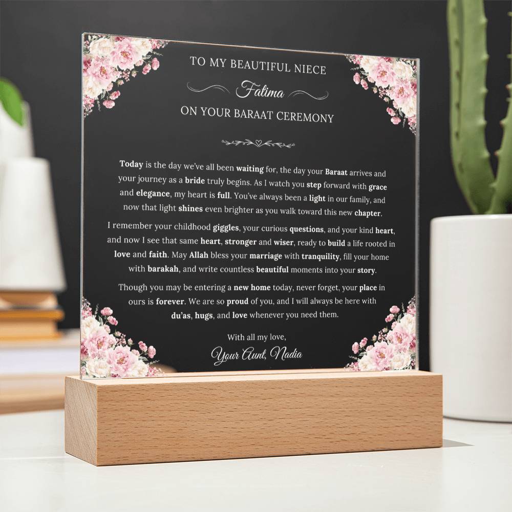 Gift for Niece Baraat from Aunt, A Very Emotional Message With Duaa by Qiyam