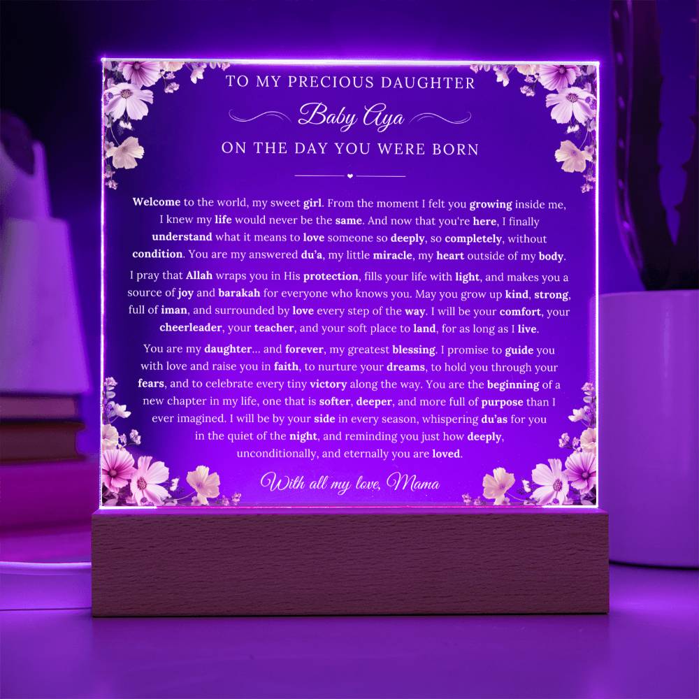 You are the beginning of a new chapter in my life -New born acrylic plaque from Mom - gift for Daughter by Qiyam