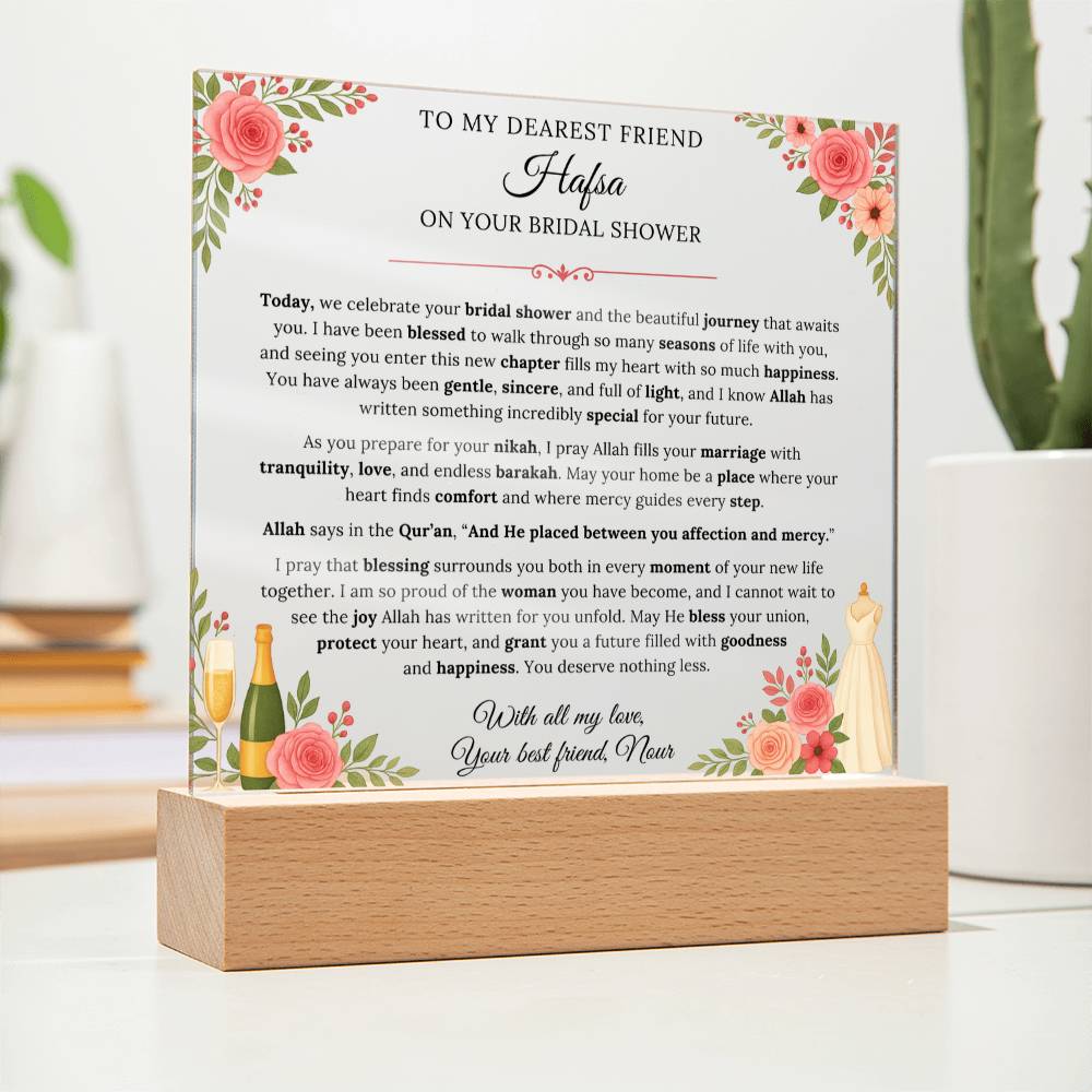 Gift for Friend Bridal Shower From Best Friend, A Very Thoughtful Message With Quran Verse by Qiyam