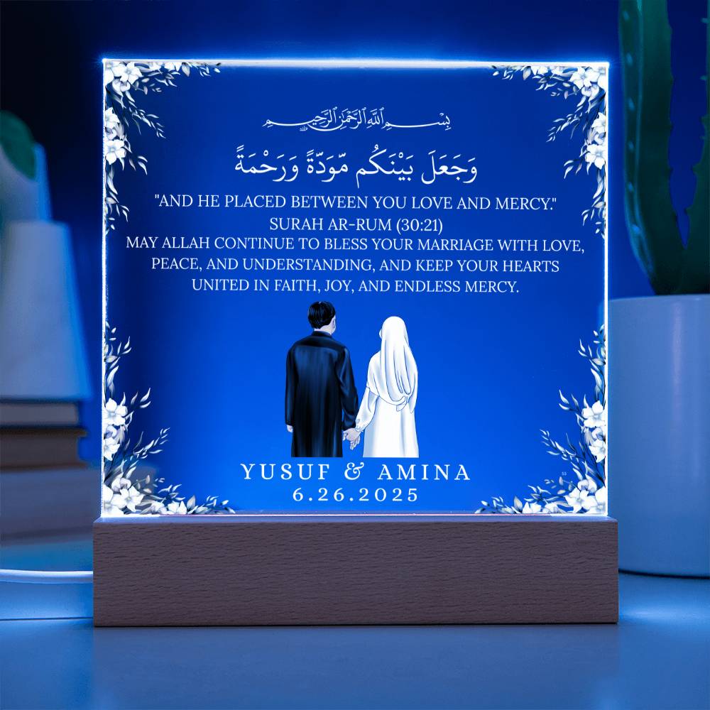 Gift for Muslim Couples Anniversary With Personalized Cliparts With Quran Verse by Qiyam