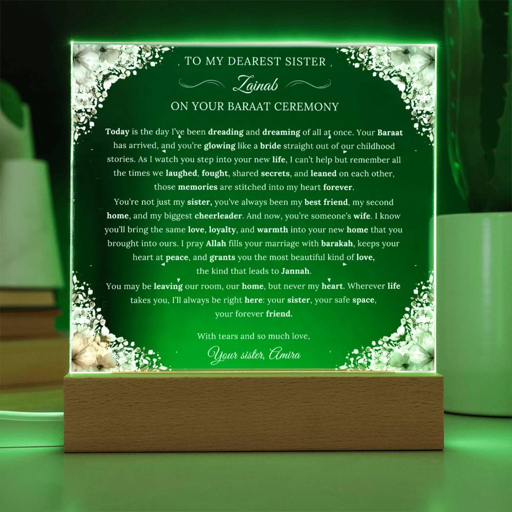 Gift for Sister Baraat from Sister, A Very Beautiful Message With Duaa by Qiyam