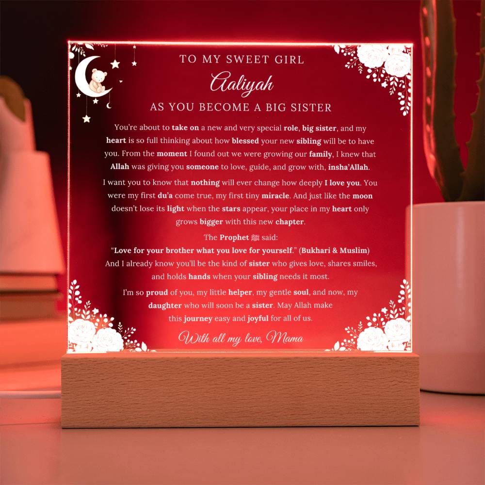 Gift for Daughter Becoming a Sibling from Mom, A Very Thoughtful Message With Hadith by Qiyam