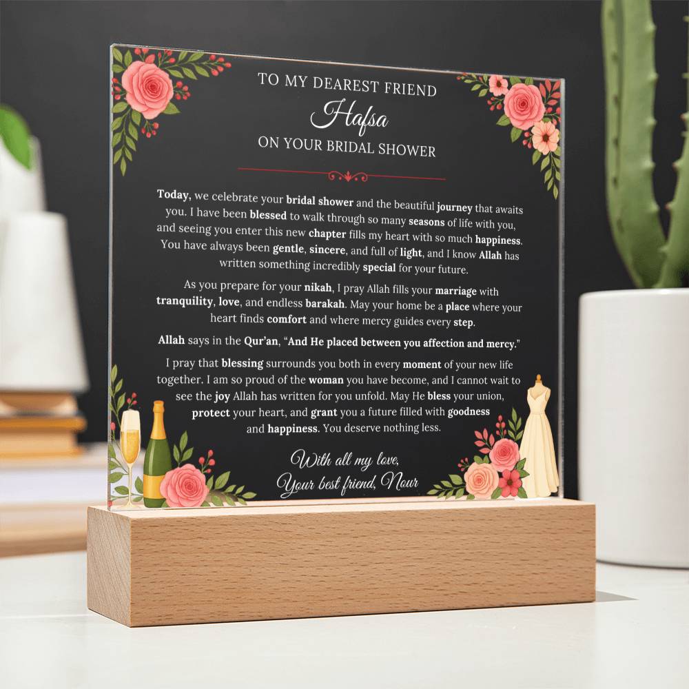 Gift for Friend Bridal Shower From Best Friend, A Very Thoughtful Message With Quran Verse by Qiyam
