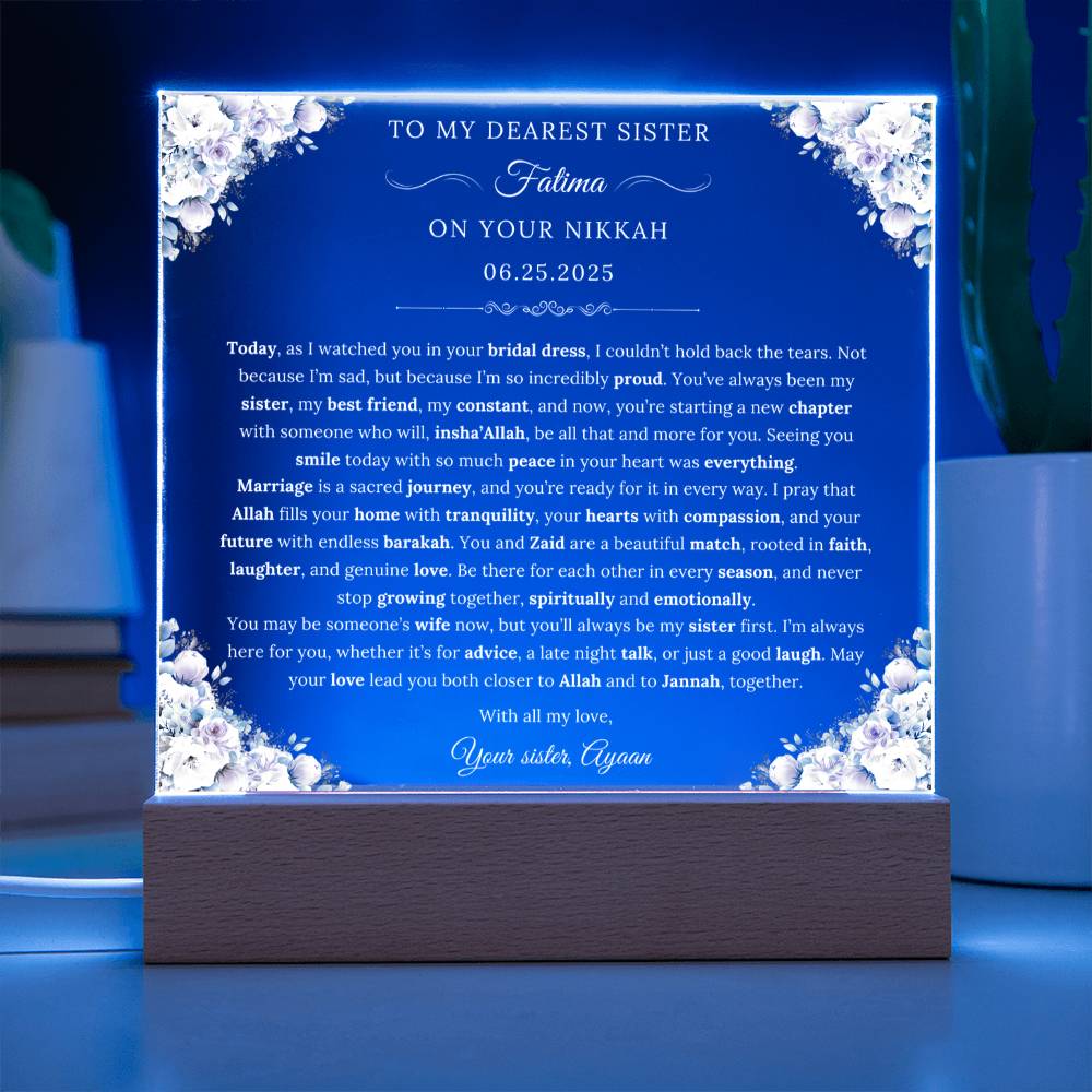 Gift for Muslim Couple Nikkah from Sister, A Very Beautiful Emotional Message with Duaa by Qiyam