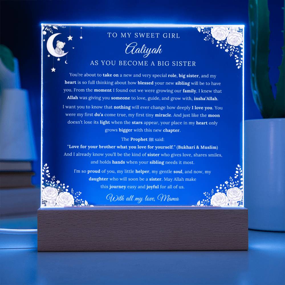 Gift for Daughter Becoming a Sibling from Mom, A Very Thoughtful Message With Hadith by Qiyam