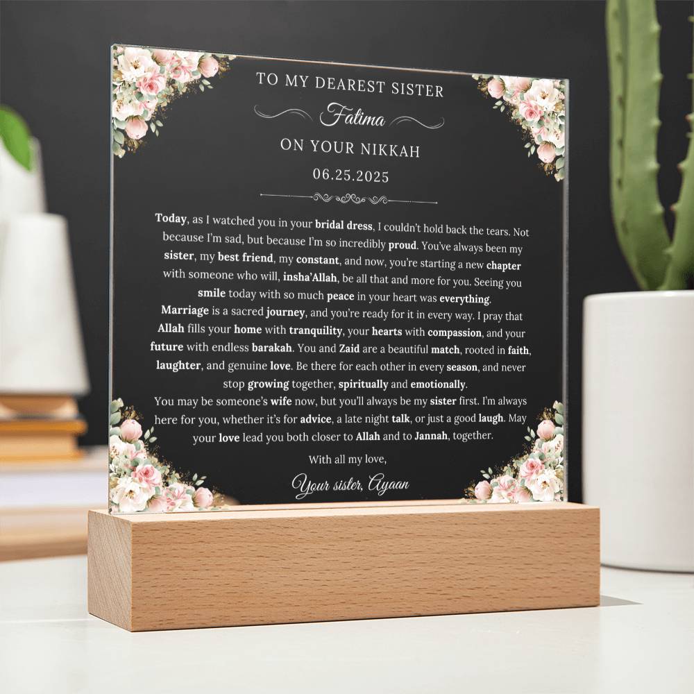 Gift for Muslim Couple Nikkah from Sister, A Very Beautiful Emotional Message with Duaa by Qiyam