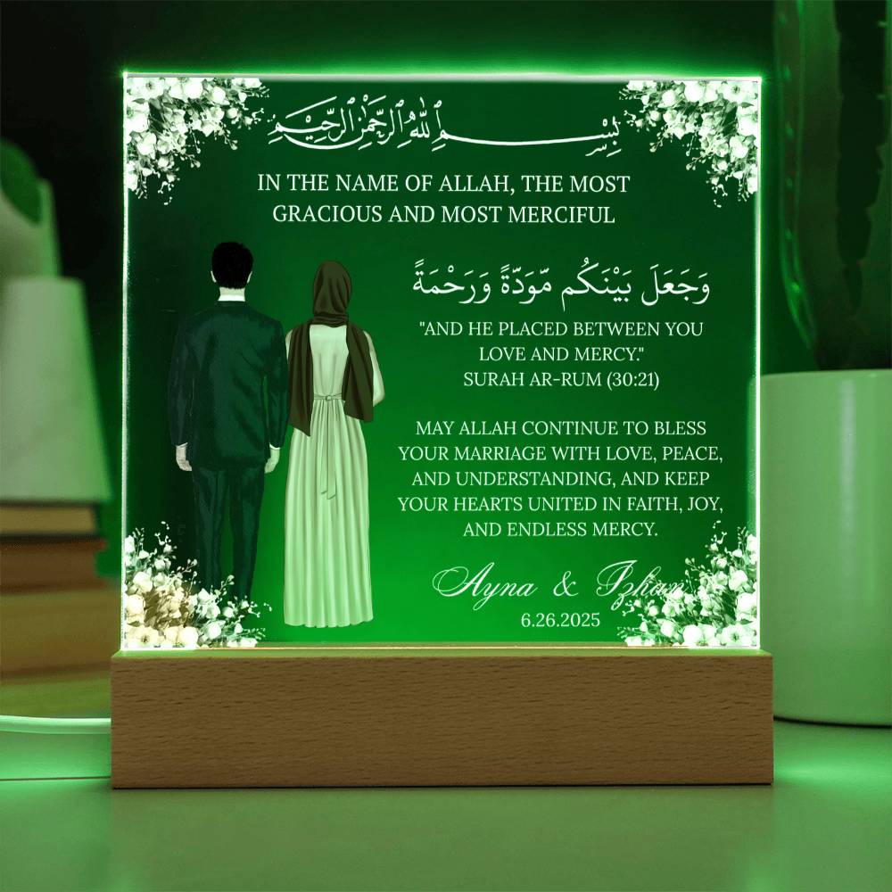 Gift for Muslim Couples Anniversary With Personalized Cliparts With Quran Verse by Qiyam