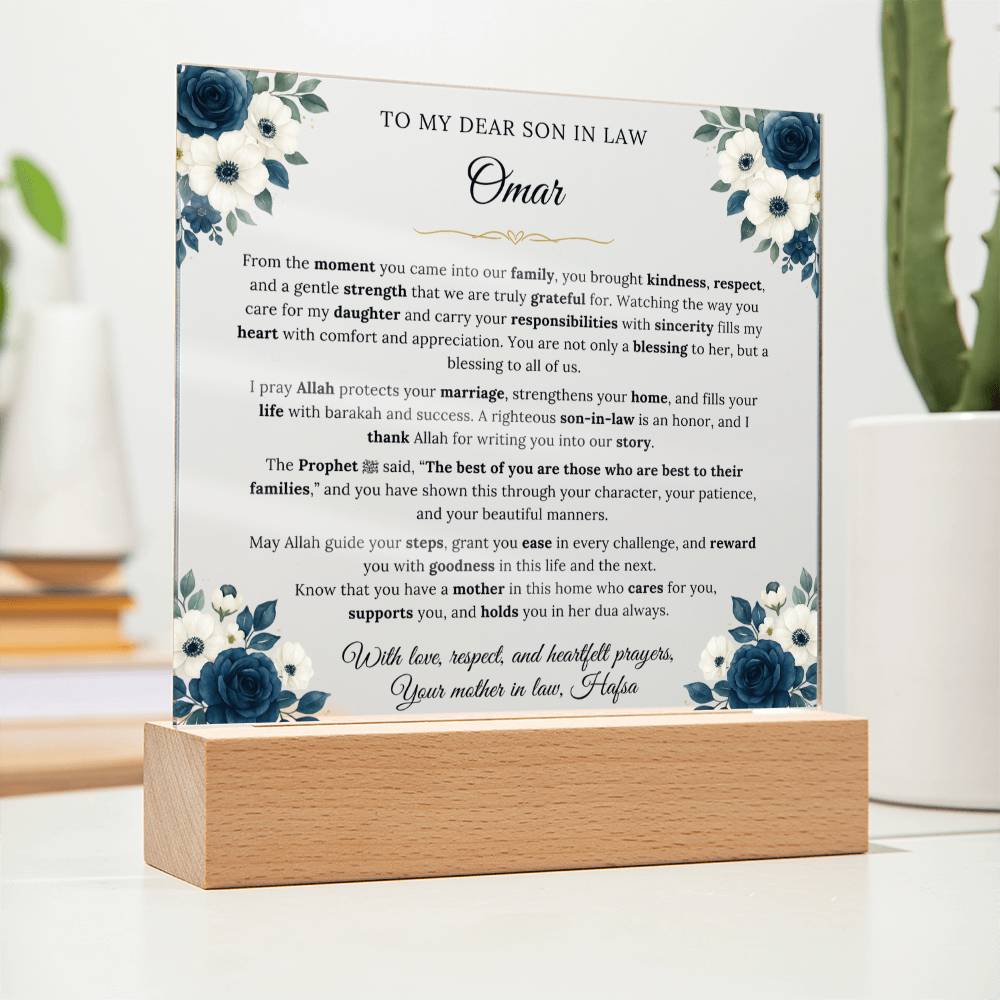 Gift for Son in Law From Mother in Law, A Very Emotional Message With Hadith by Qiyam