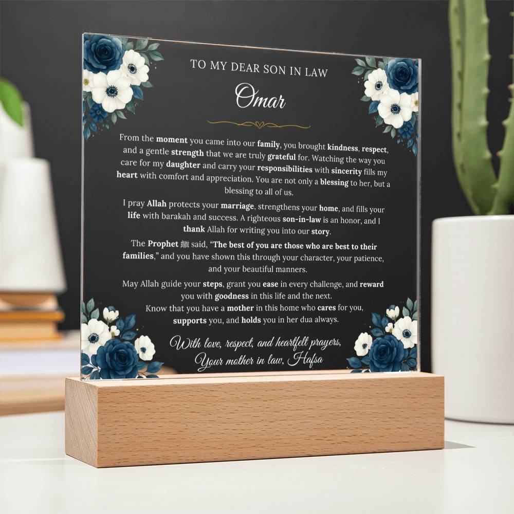 Gift for Son in Law From Mother in Law, A Very Emotional Message With Hadith by Qiyam