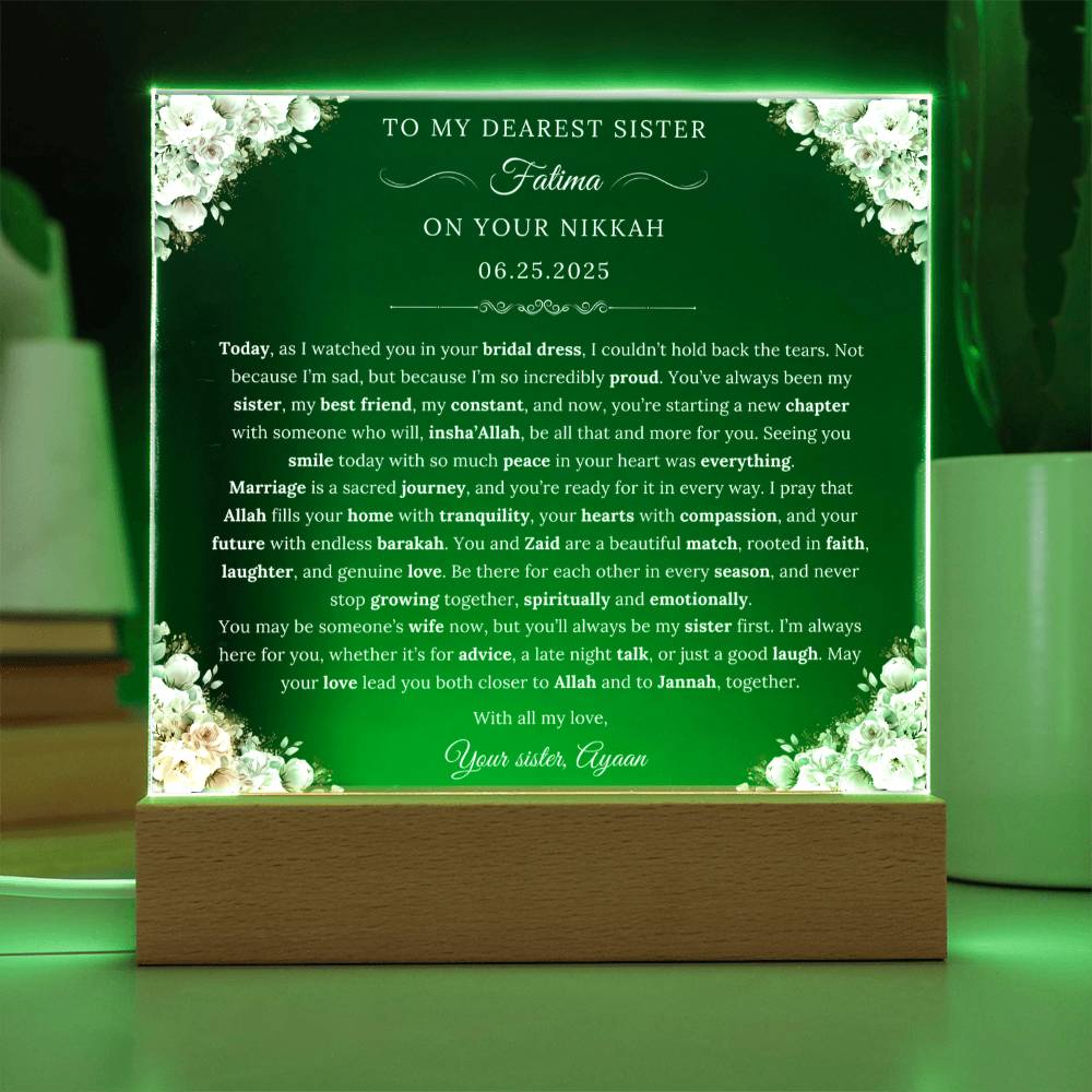 Gift for Muslim Couple Nikkah from Sister, A Very Beautiful Emotional Message with Duaa by Qiyam