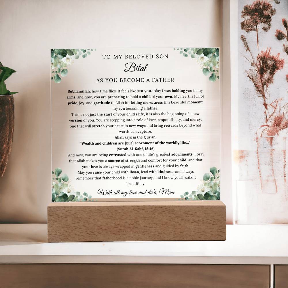 Gift for Son Becoming a Father from Mom, A Very Thoughtful Message With Quran Verse by Qiyam