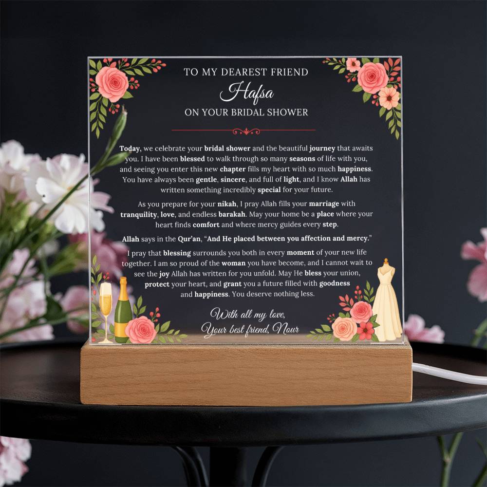 Gift for Friend Bridal Shower From Best Friend, A Very Thoughtful Message With Quran Verse by Qiyam