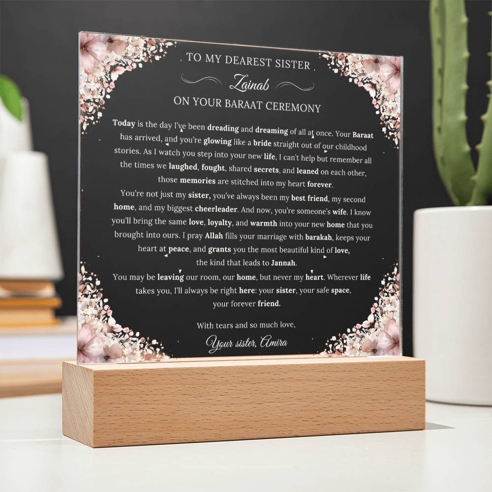 Gift for Sister Baraat from Sister, A Very Beautiful Message With Duaa by Qiyam