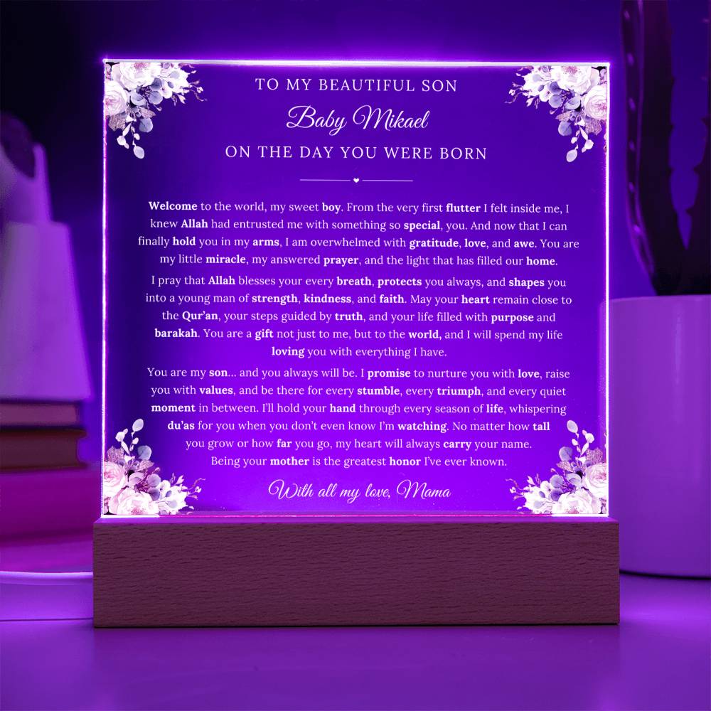 I’ll hold your hand through every season of life, whispering Du’as for you  -New born acrylic plaque from Mama - gift for Son by Qiyam