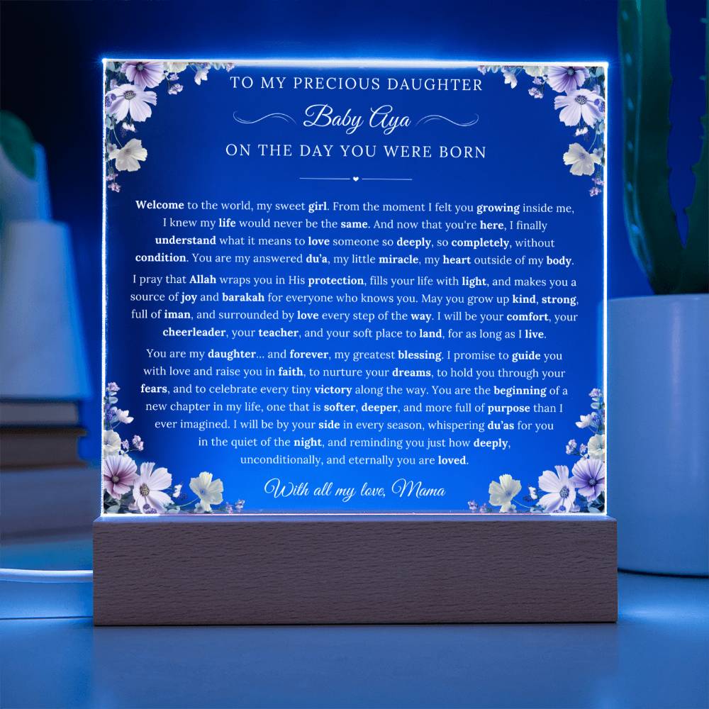 You are the beginning of a new chapter in my life -New born acrylic plaque from Mom - gift for Daughter by Qiyam