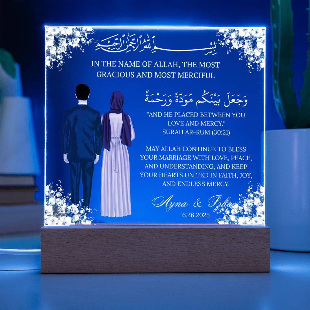 Gift for Muslim Couples Anniversary With Personalized Cliparts With Quran Verse by Qiyam