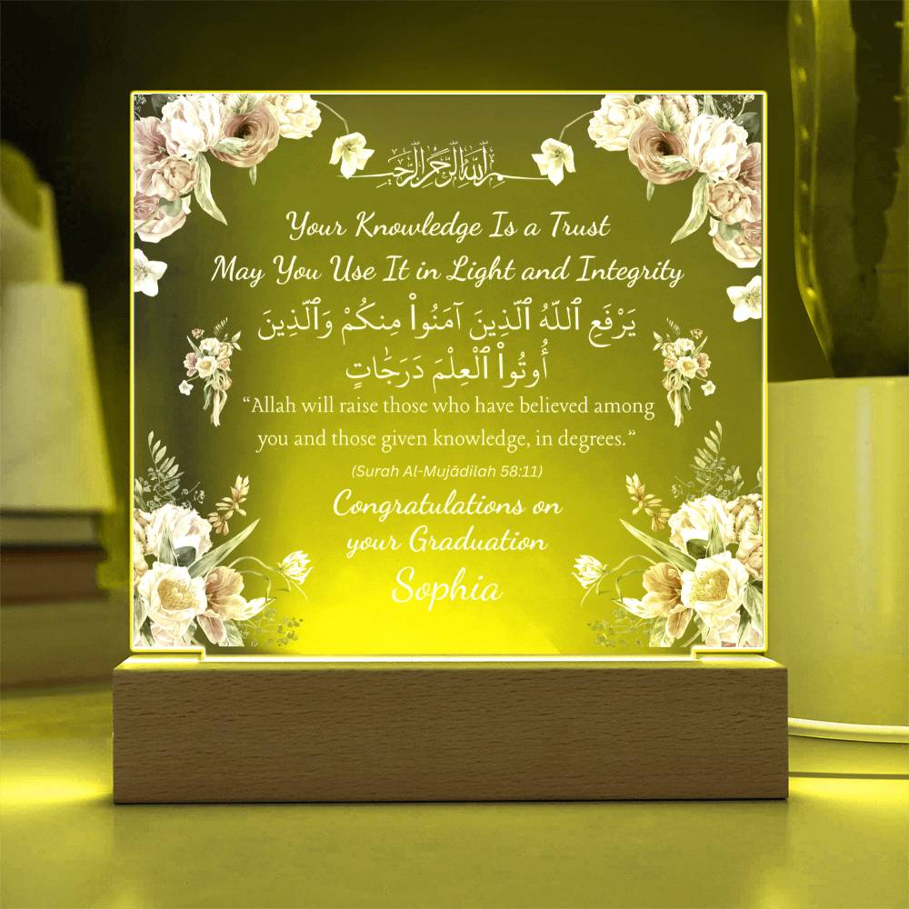 Gift for Daughter University Graduate from Parent with Quran Verse by Qiyam