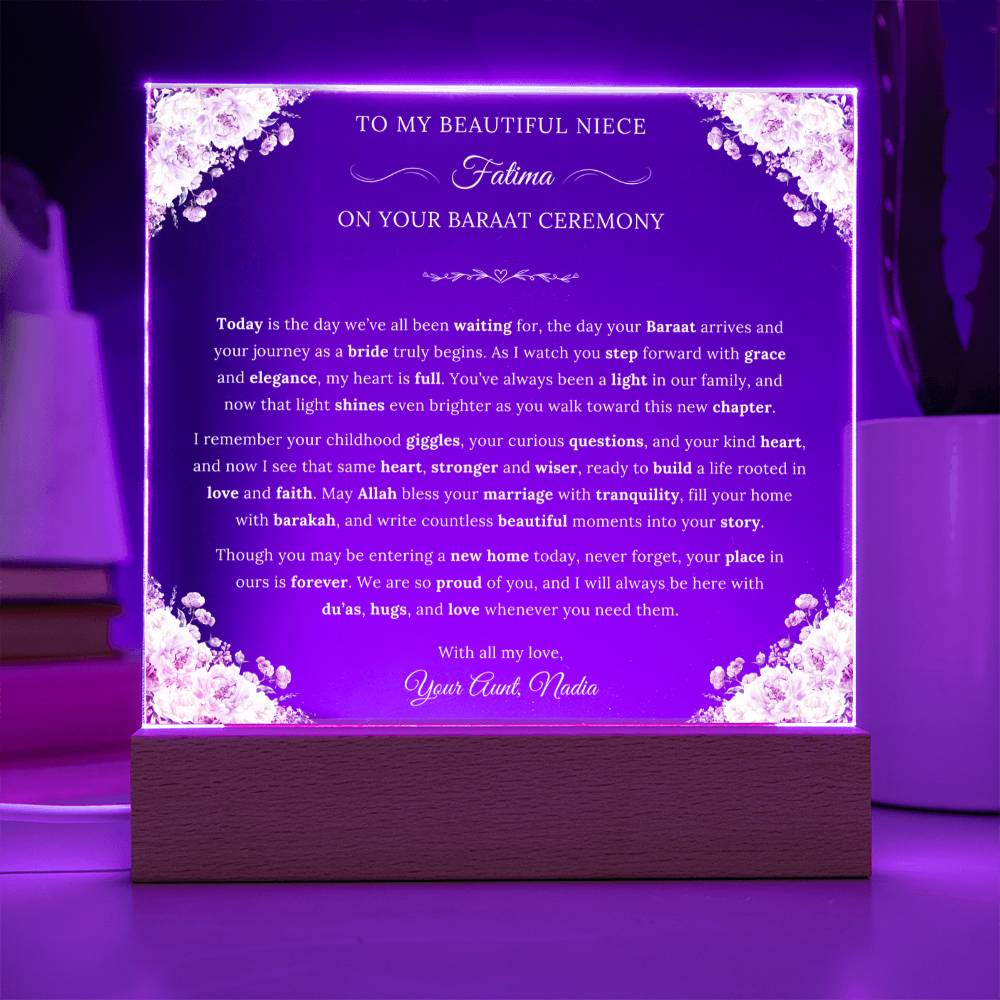 Gift for Niece Baraat from Aunt, A Very Emotional Message With Duaa by Qiyam