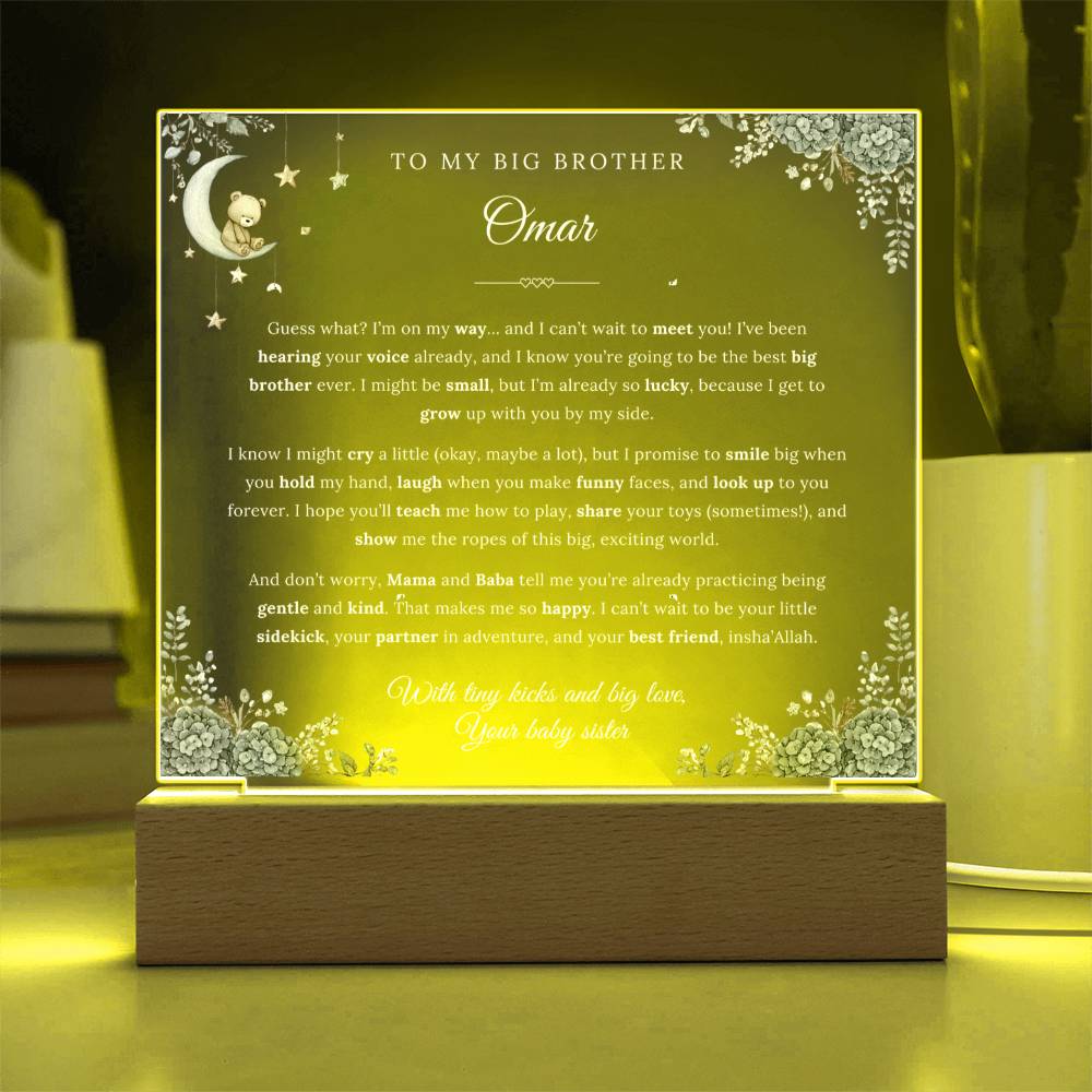 Gift for Brother Becoming a Sibling from Baby Sister, A Very Lovely Message With Duaa by Qiyam