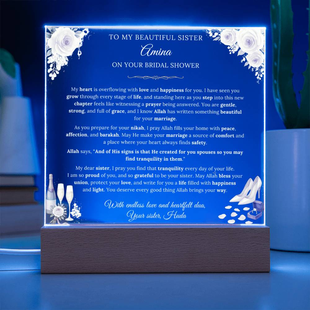 Gift for Sister Bridal Shower From Sisterhood, A Very Lovely Message With Quran Verse by Qiyam