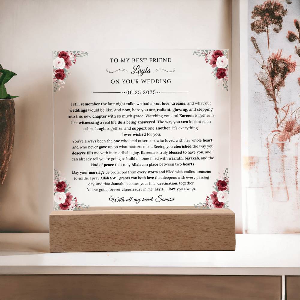 Gift for Muslim Best Friend Wedding from Best Friend, A Very Beautiful Emotional Message with Duaa by Qiyam