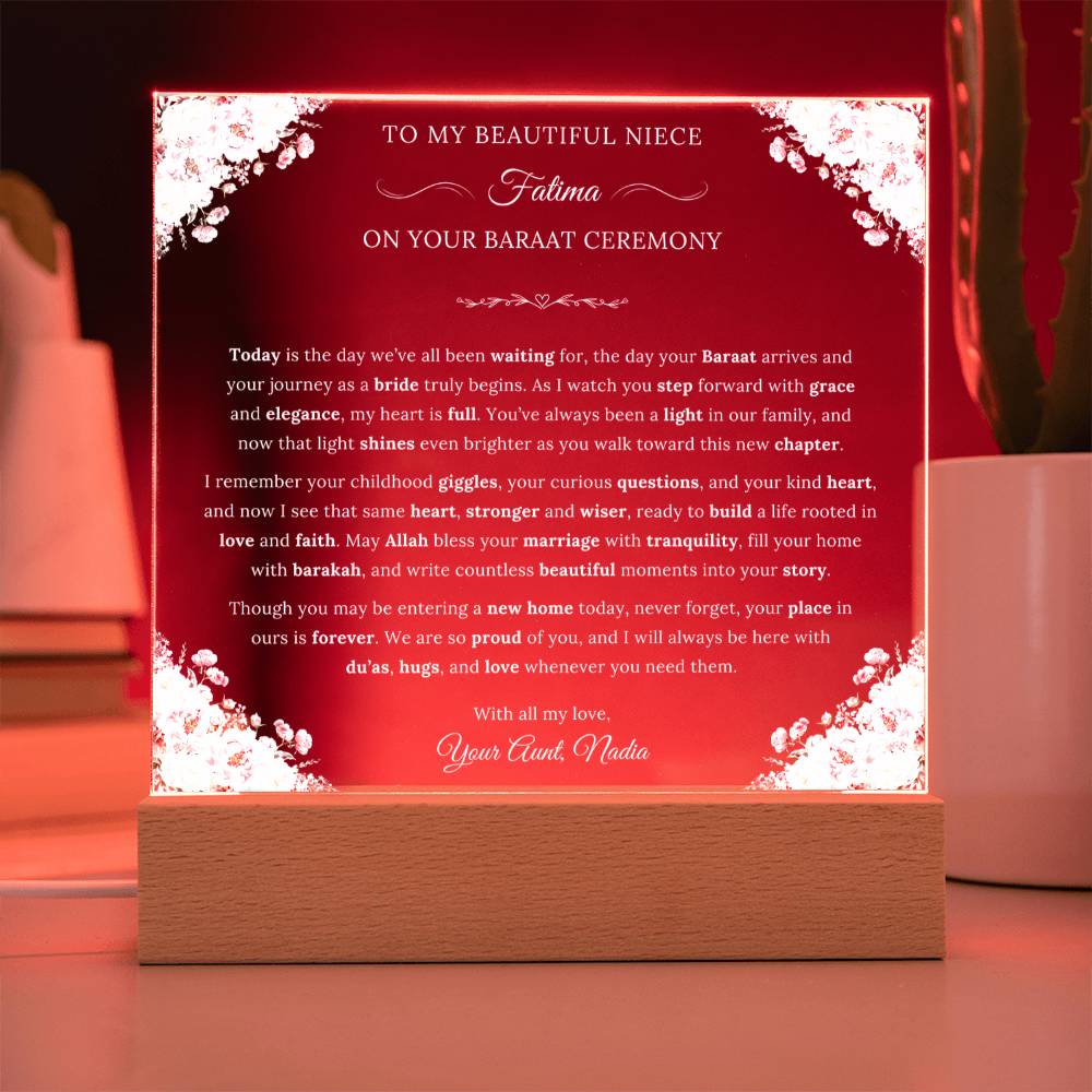 Gift for Niece Baraat from Aunt, A Very Emotional Message With Duaa by Qiyam