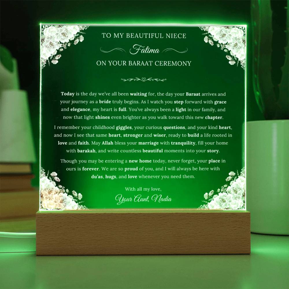 Gift for Niece Baraat from Aunt, A Very Emotional Message With Duaa by Qiyam