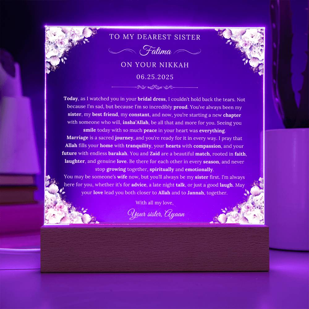 Gift for Muslim Couple Nikkah from Sister, A Very Beautiful Emotional Message with Duaa by Qiyam