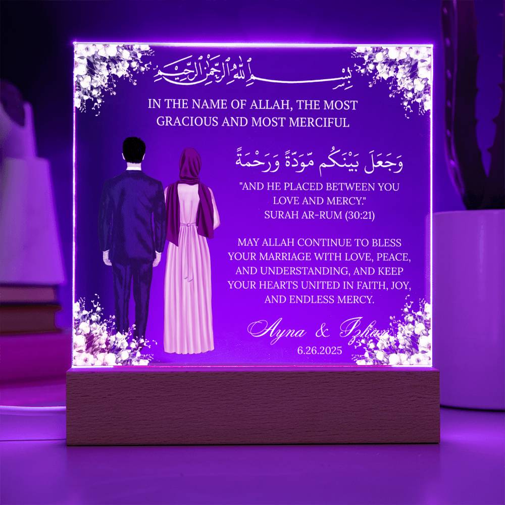 Gift for Muslim Couples Anniversary With Personalized Cliparts With Quran Verse by Qiyam