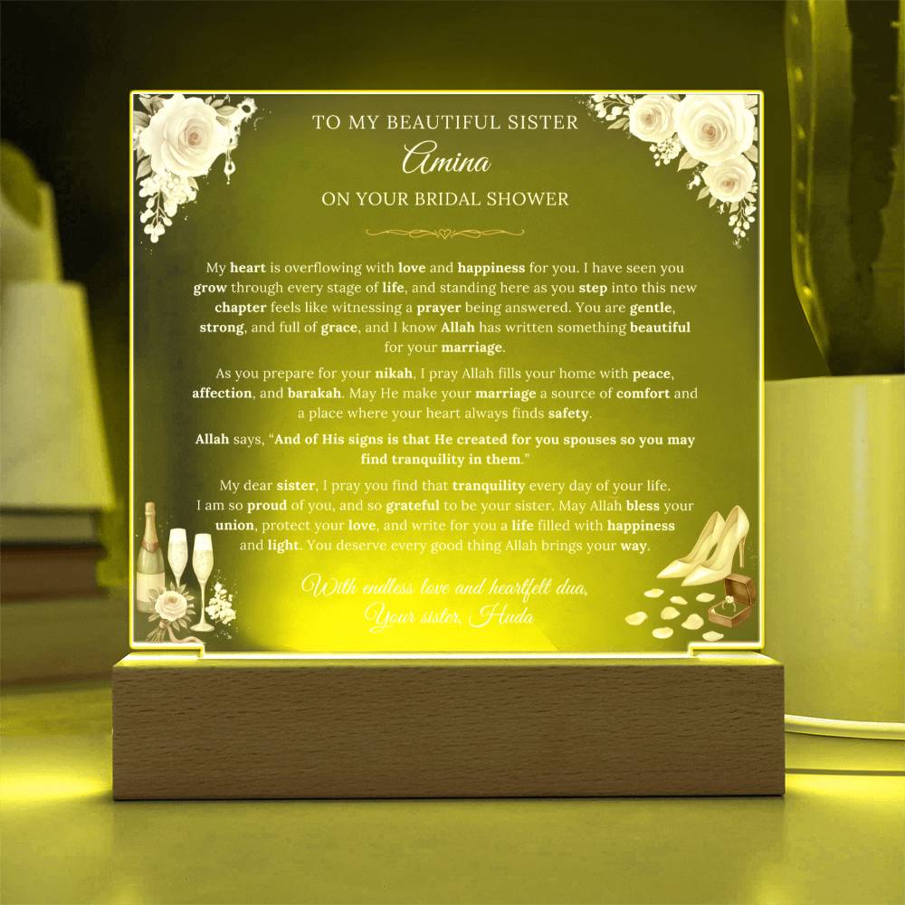 Gift for Sister Bridal Shower From Sisterhood, A Very Lovely Message With Quran Verse by Qiyam
