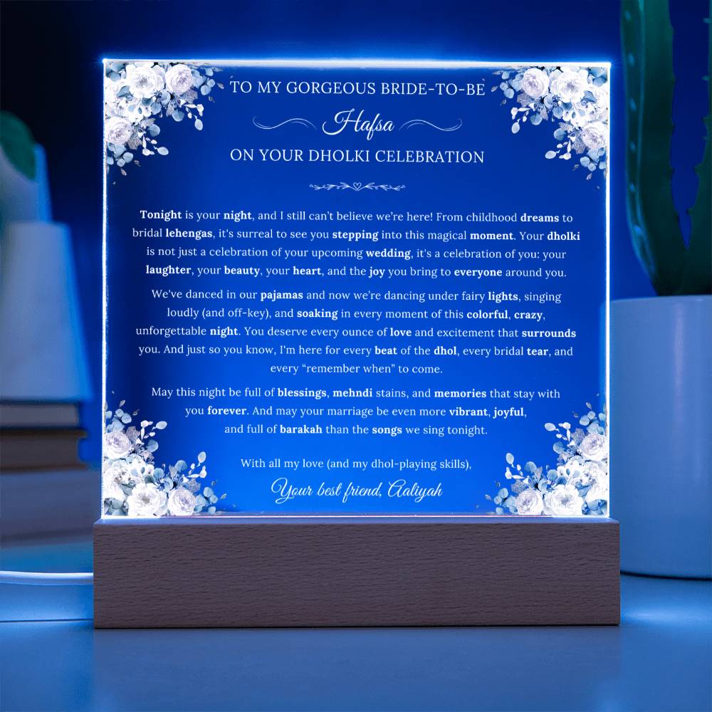 Gift for Bride-to-be Dholki from Best Friend, A Very Beautiful Lovely Message With Duaa by Qiyam