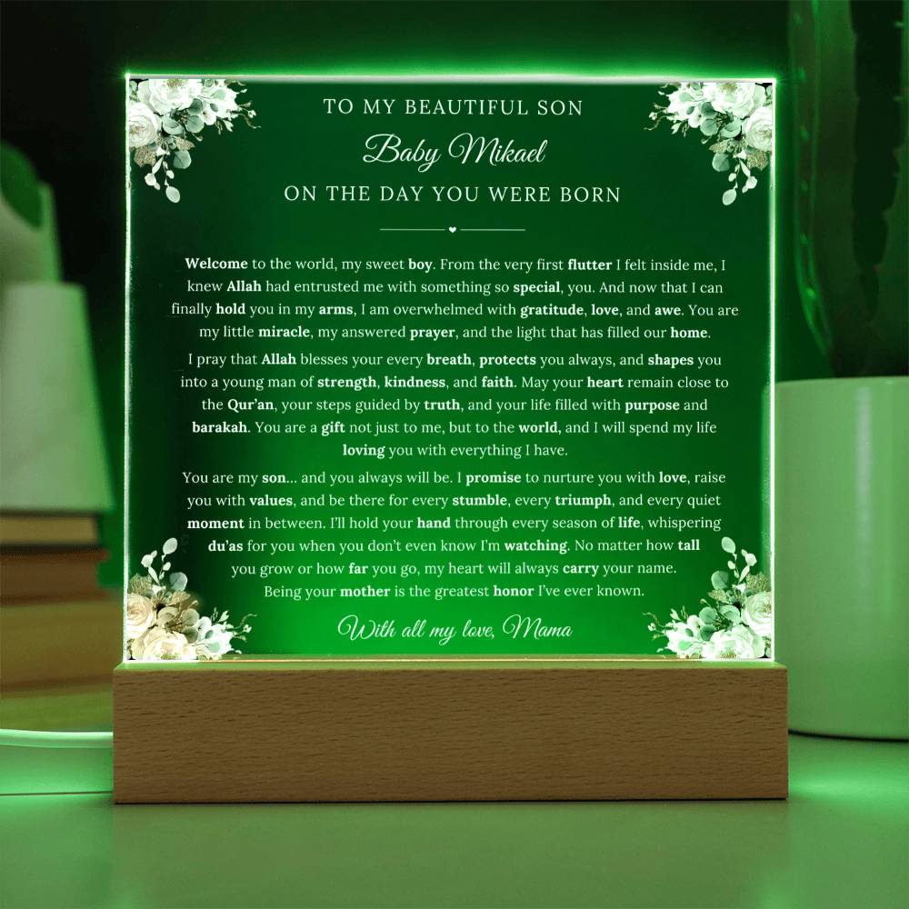 I’ll hold your hand through every season of life, whispering Du’as for you  -New born acrylic plaque from Mama - gift for Son by Qiyam